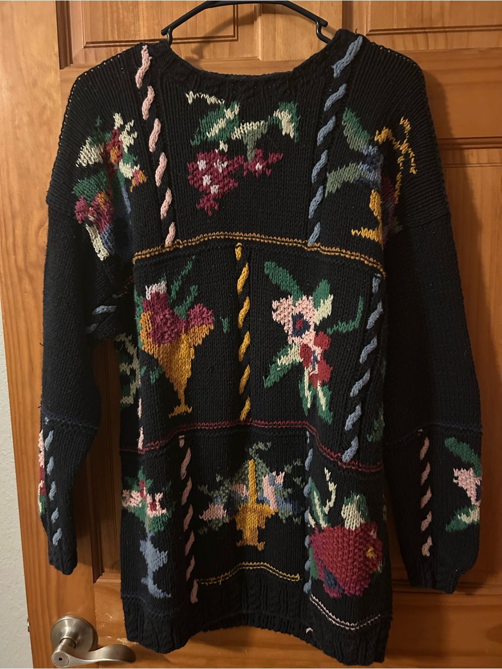 Black Floral Knit Sweater - Women